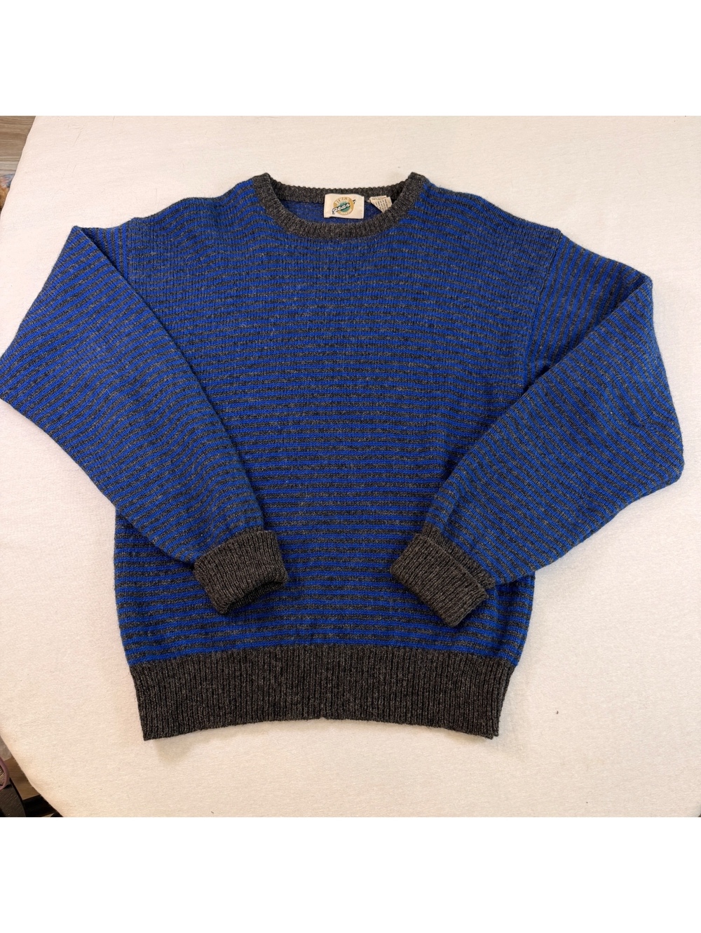 Vtg Field Gear Shetland Wool Sweater Mens Large Blue